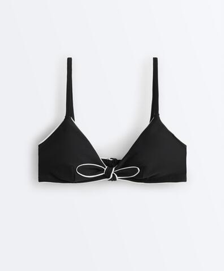 OYSHO Топ-бикини с треугольными чашечками и бантом, черный