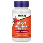 NOW Foods, MK-7, витамин K2, 100 мкг, 120 вегетарианских капсул