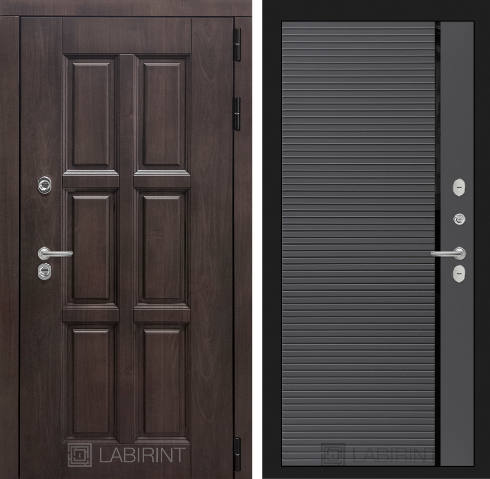 Дверь с терморазрывом входная Лабиринт ЛОНДОН ТЕРМО 22 Графит софт, черная вставка