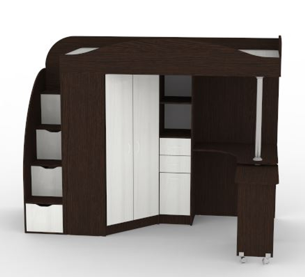 Кровать-чердак КарИВи Юниор 4 Венге Белый