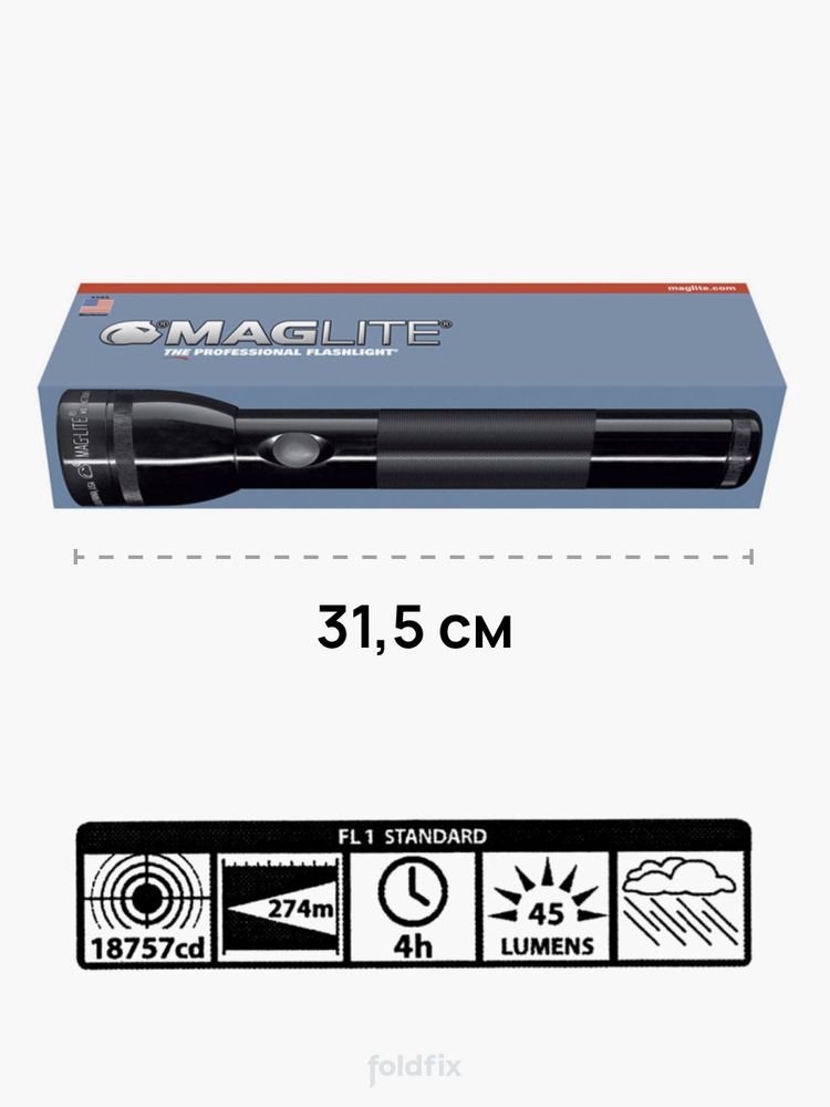 Ручной фонарь Maglite 3C 015 черный в коробке (31,5 см)