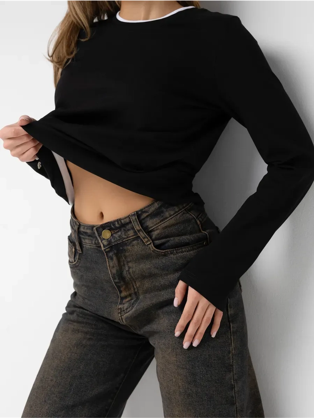 Лонгслив двойной базовый