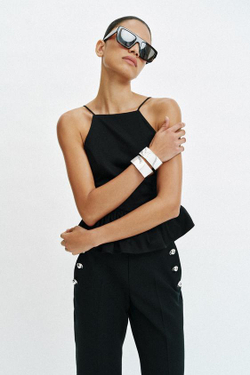ZARA БРЮКИ FLARE НА ПУГОВИЦАХ, ЧЕРНЫЙ