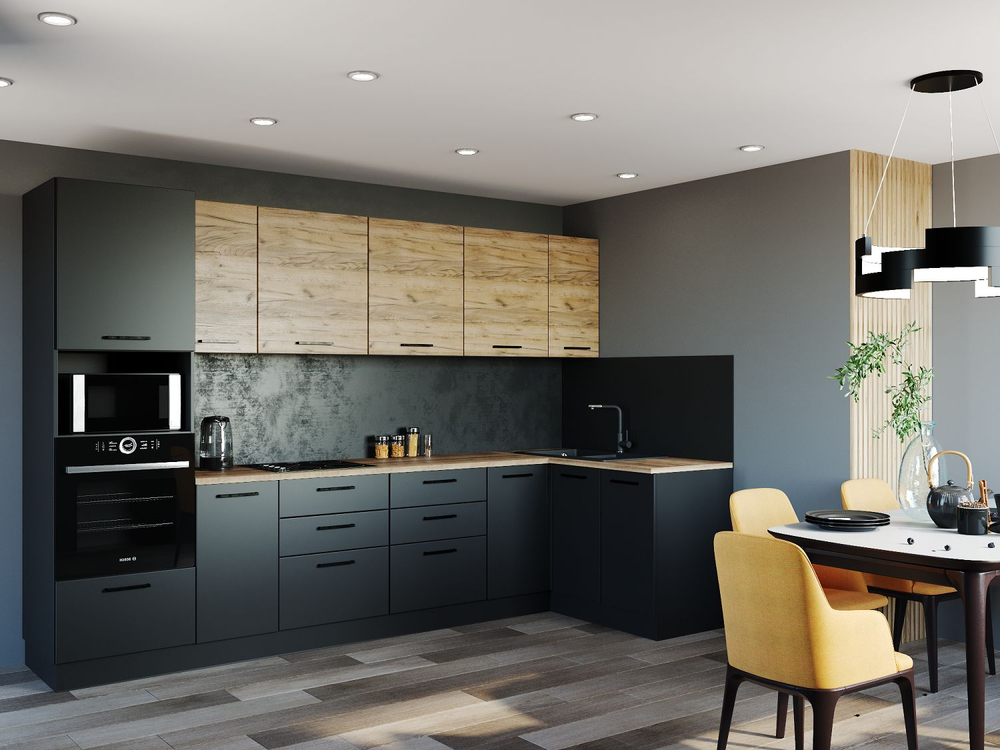 Кухонный гарнитур угловой Изумруд 2200х1600 столешница 26 мм