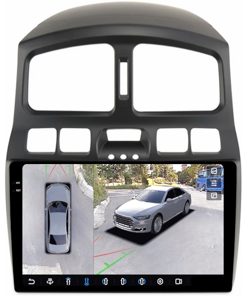 Магнитола для Hyundai Santa Fe 1 2000-2013 - FarCar BX3048M-360 монитор 9.5" 2K QLED на Android 13, Быстрая, CarPlay, 4G SIM-слот, 4 камеры в комплекте