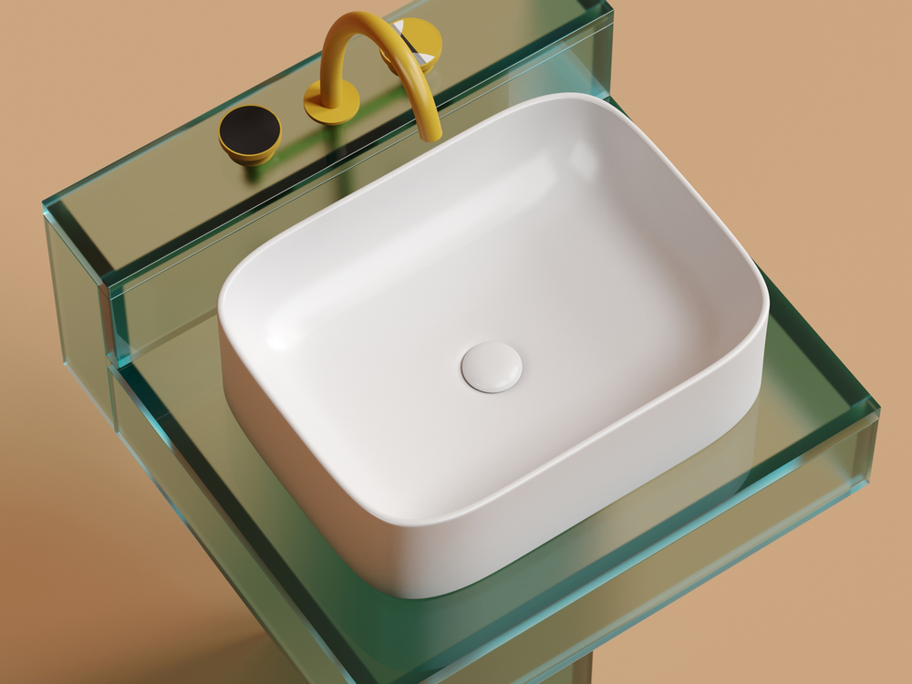 Умывальник чаша накладная прямоугольная (цвет Белый Матовый) Element 505x380x150мм