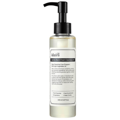 Dear, Klairs Gentle Black Fresh Cleansing Oil 150 ml, Гидрофильное масло освежающее 150 мл