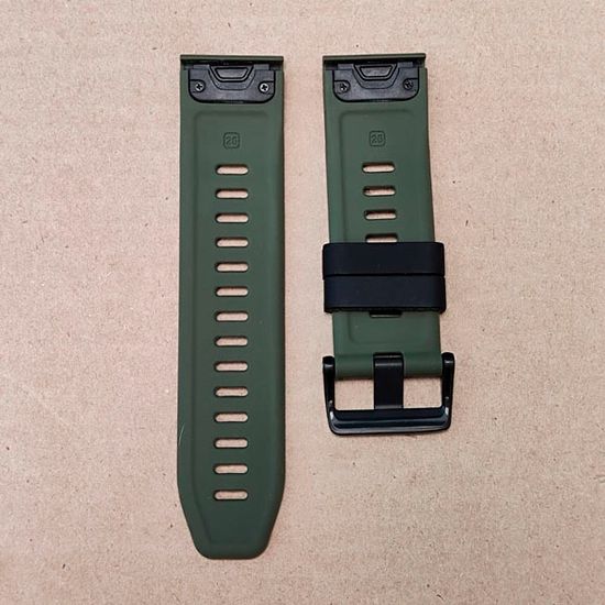 Ремешок силиконовый двухцветный 26 мм для Garmin Fenix 7x/6x/5x/5x plus/3, Descent, Tactix, Enduro, D2, Instinct 2X (Черный/болотный)