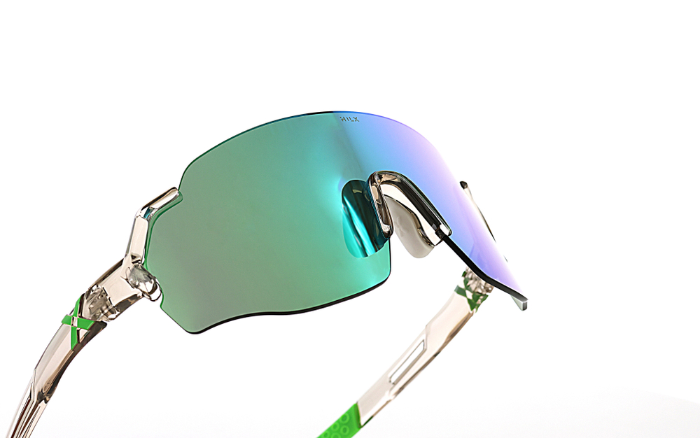 Спортивные очки с диоптриями HILX Savage (L) Shiny Crystal Grey Green / Green Lens