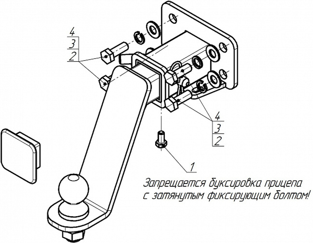 Фаркоп Motodor Tank 300 c 2021 г., Haval H9 с 2024 (Оцинк. шар) арт.93115-E