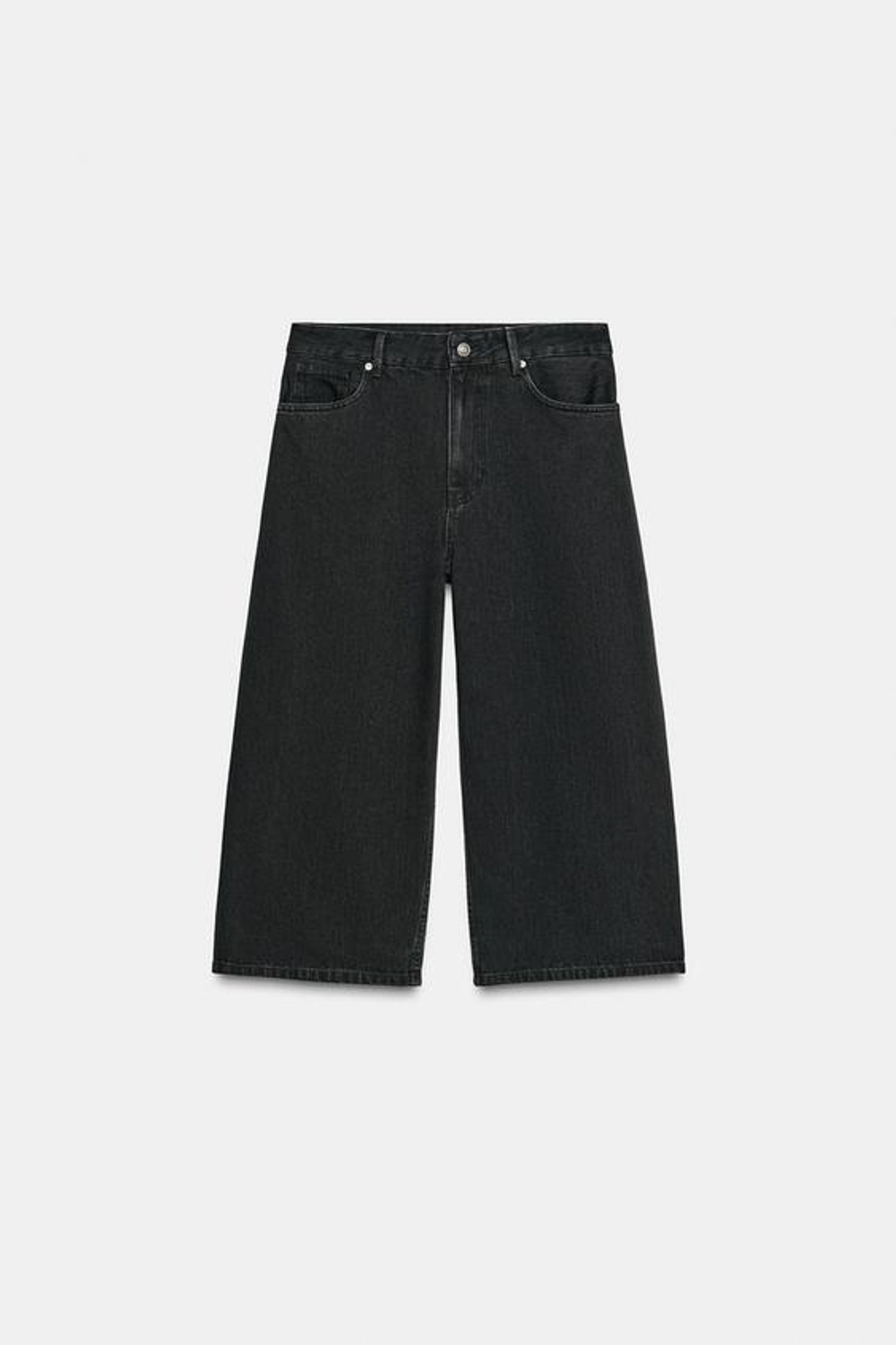 ZARA ДЖИНСОВЫЕ ШОРТЫ TRF СО СРЕДНЕЙ ПОСАДКОЙ, ЧЕРНЫЙ