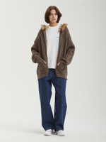 Женская Толстовка Removable Shearling Knit Zip Brown