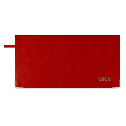 Планинг дат. 2026г 170*88мм 64л., кожзам., интегр.пер. "Сариф красный" ляссе