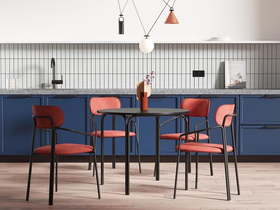 Стул ror, round, велюр, черный/темно-красный