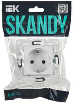 SKANDY Розетка с заземлением с защитными шторками 16А безвинтовое крепление SK-R06W арктический белый IEK
