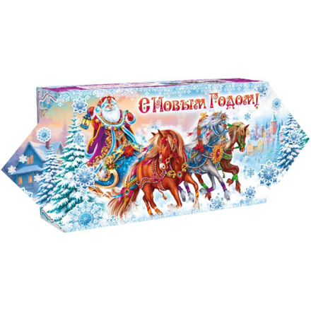Подарочная коробка новогодняя "Конфета - тройка" 500 гр Картон ВД-лак (1/250шт)