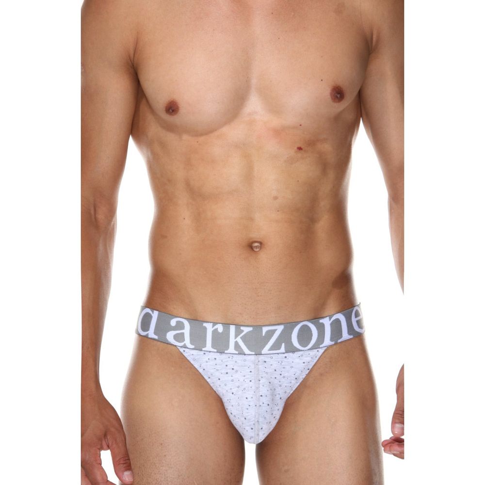 Мужские трусы танга светло-серые с принтом DARKZONE DZN6160