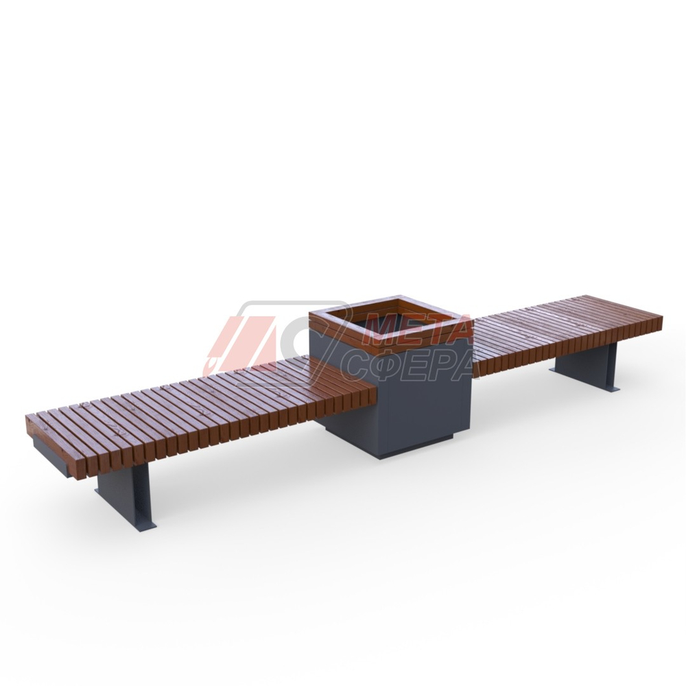 Лавка Rail Road 03 двойная с высоким вазоном