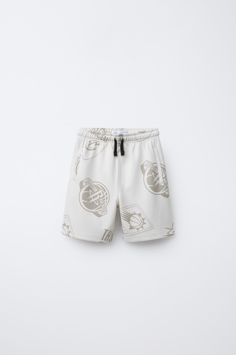 ZARA ШОРТЫ-БЕРМУДЫ INTERLOCK С ПРИНТОМ NBA ©, БЕЖЕВЫЙ