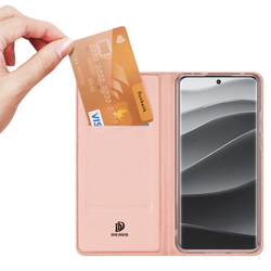 Чехол книжка из PU кожи розового цвета от Dux Ducis для Xiaomi Redmi Note 14 Pro+ 5G, серия Skin Pro Series Case