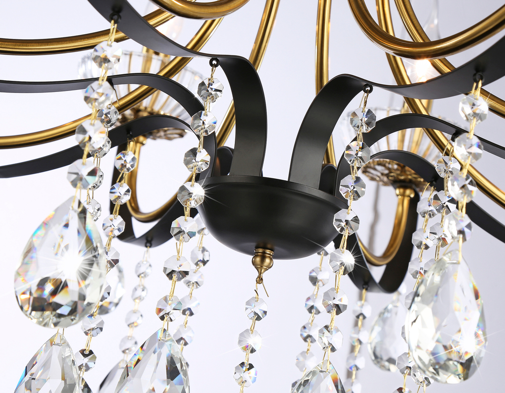 Подвесная люстра с хрусталем TR4953/8 BK/GD/CL черный/золото/прозрачный E14*8 max 40W D740*735