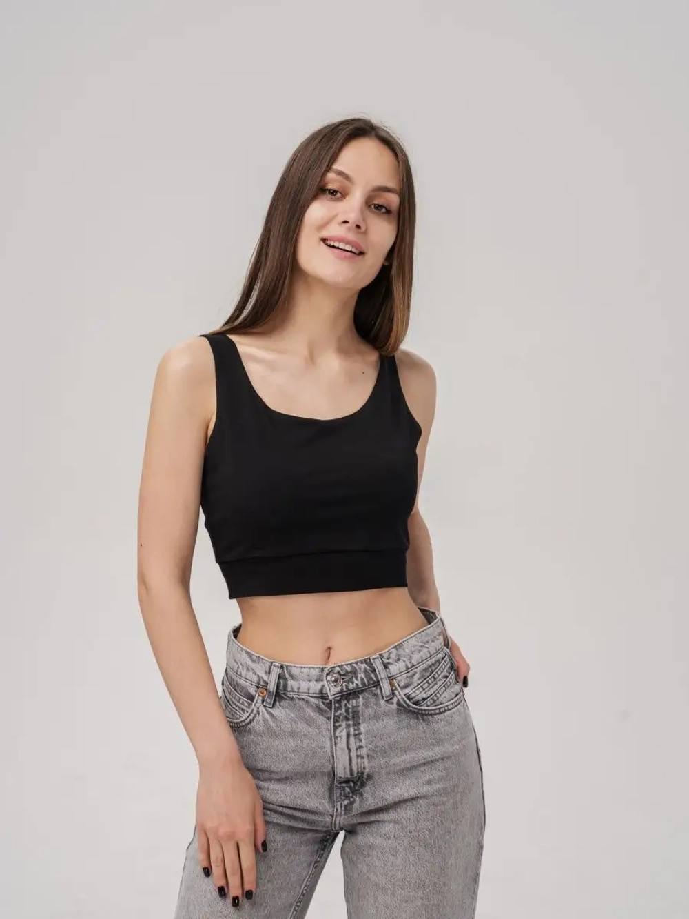Двойной кроп топ укороченный под пиджак базовый