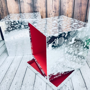 Коробки Куб "Новогодний" Набор 2 шт. Серебряный