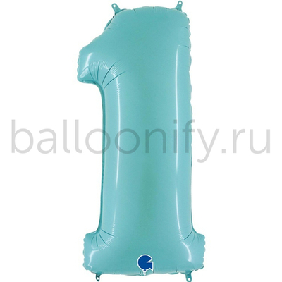 Шар ЦИФРА 1 Пастель Blue 40" 102 см