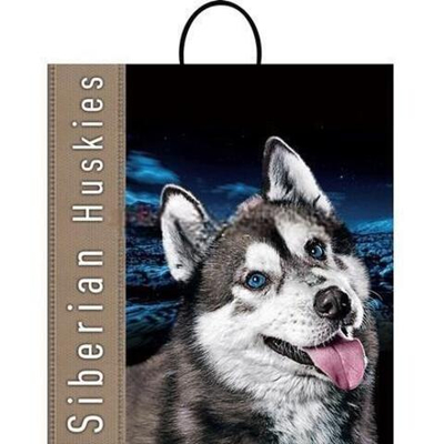 Пакет с пластиковой ручкой ПВД 40х44 (100 мкм) "Хаски" лам. (10/100 шт.) Интерпак