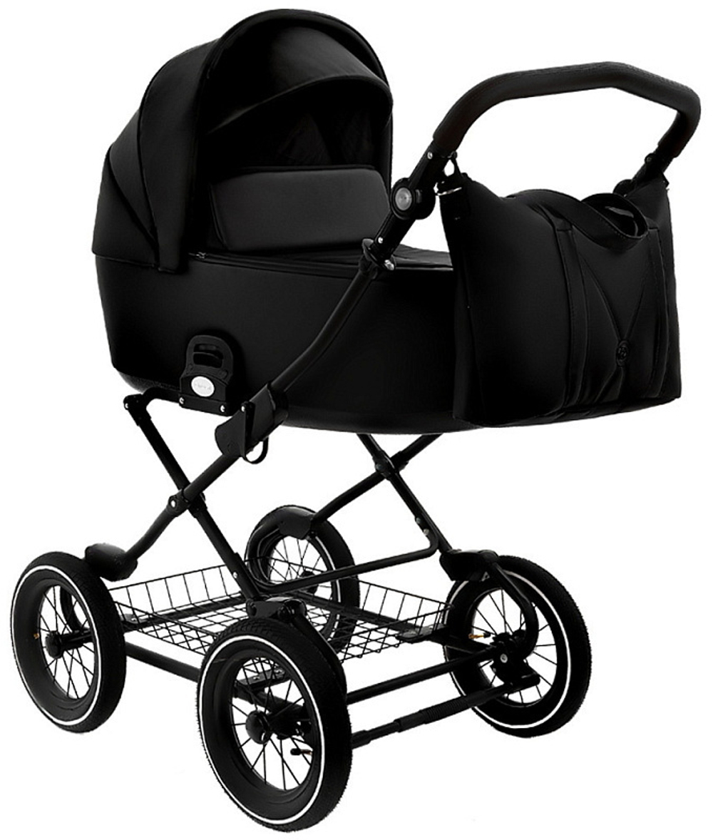 Детская коляска Roan Bass Next Classic Кожа d12 3 в 1 с автокреслом Elo Black RCL300/1 Black