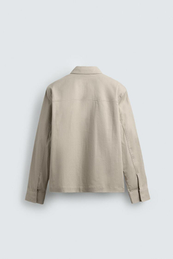 ZARA КУРТКА-РУБАШКА REGULAR FIT С КАРМАНАМИ, БЕЖЕВЫЙ
