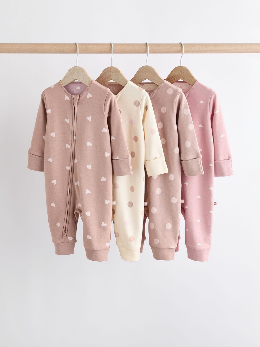 Комбинезон / Cлип для малышей Next K79-494, 4 шт., Молочный, Розовый, Бежевый