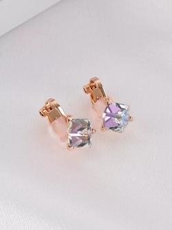 Клипсы Миражи с сиреневыми кристаллами Swarovski