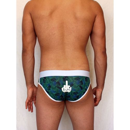 Мужские трусы слипы зеленые с принтом &quot;Fuck you&quot; Boefje