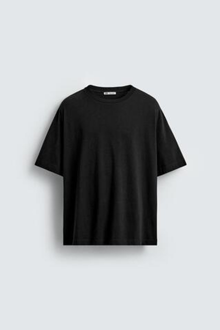 ZARA ФУТБОЛКА С НАДПИСЬЮ CROQUETAS, ЧЕРНЫЙ