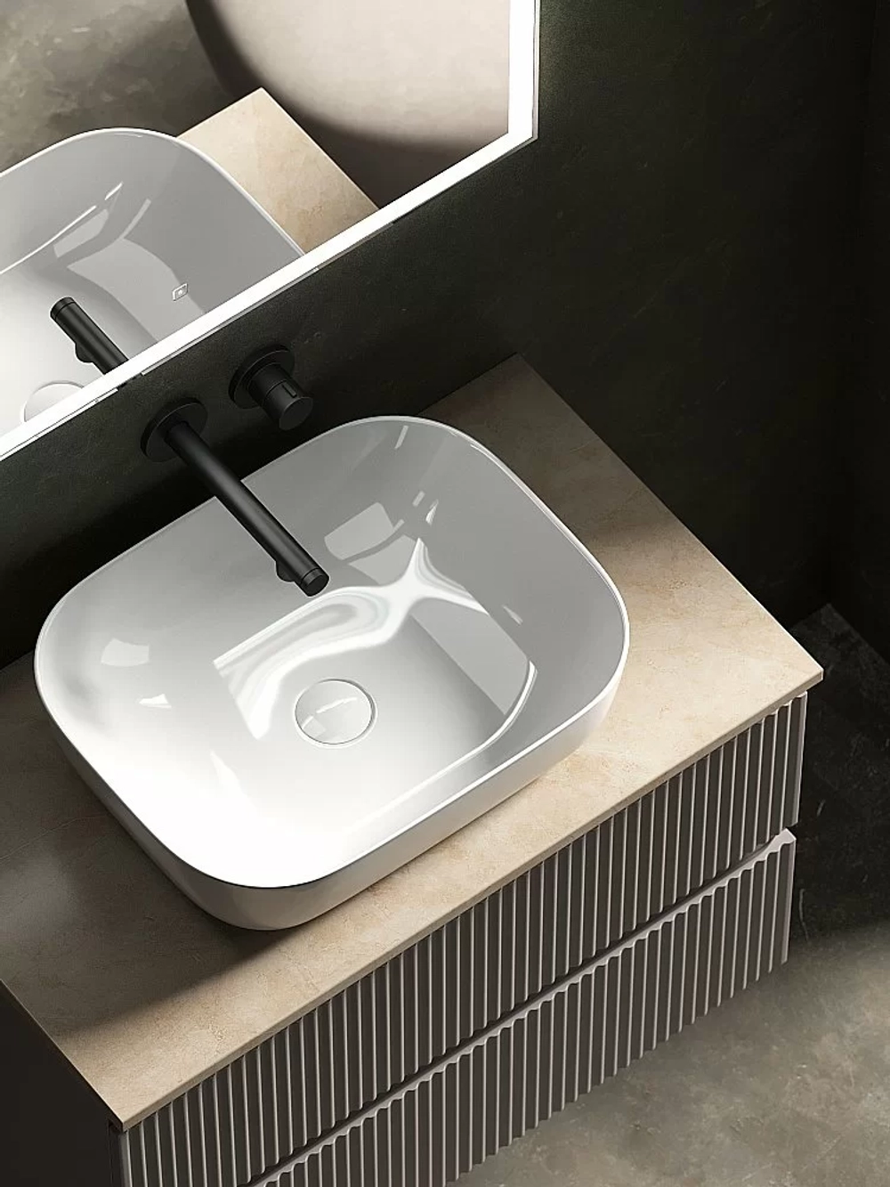 Тумба с раковиной Sancos SNOB R 80 со столешницей, Doha Soft