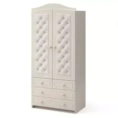 Шкаф двухдверный Гандылян Тиффани декор пуговицы Ваниль