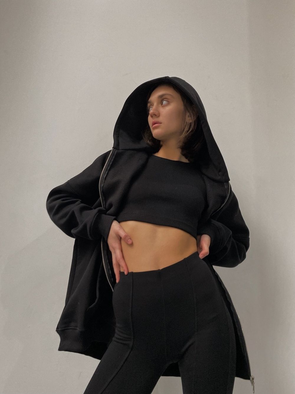 Худи One Two Zip-Up Logo утепленный черный