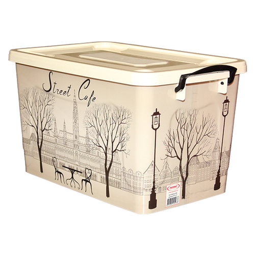 Контейнер д/хранения 35л слоновая кость Уличное Кафе