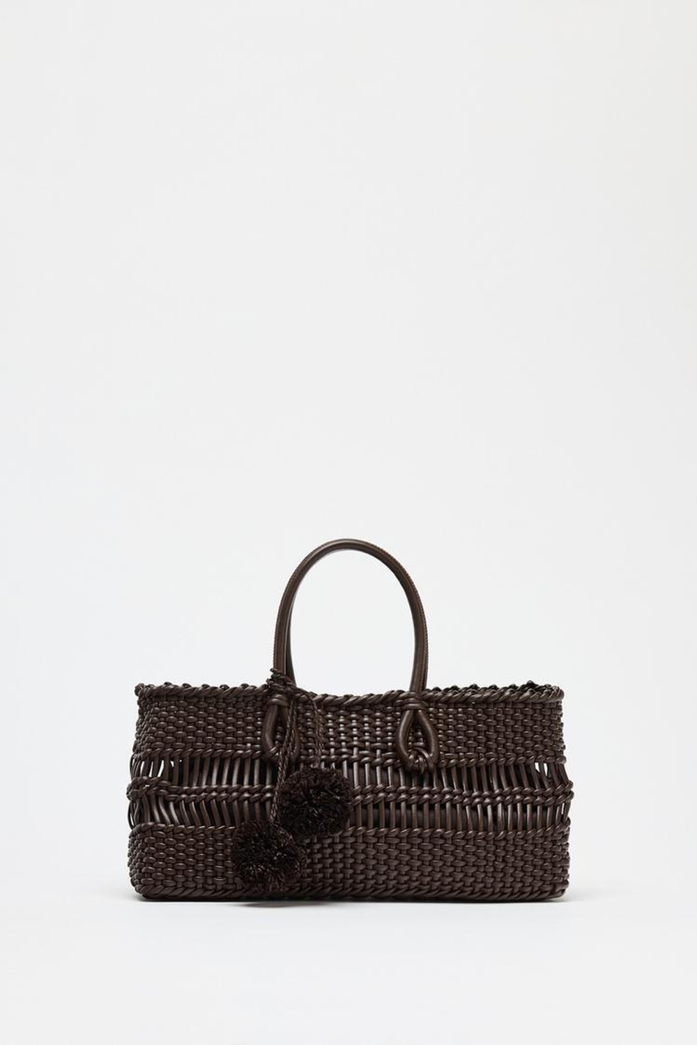 ZARA ПЛЕТЕНАЯ СУМКА, ШОКОЛАДНЫЙ