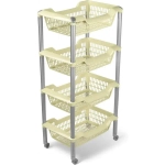 Этажерка универсальная Джета 4 корзины на колесиках слоновая кость С736С (комплект 4 шт)