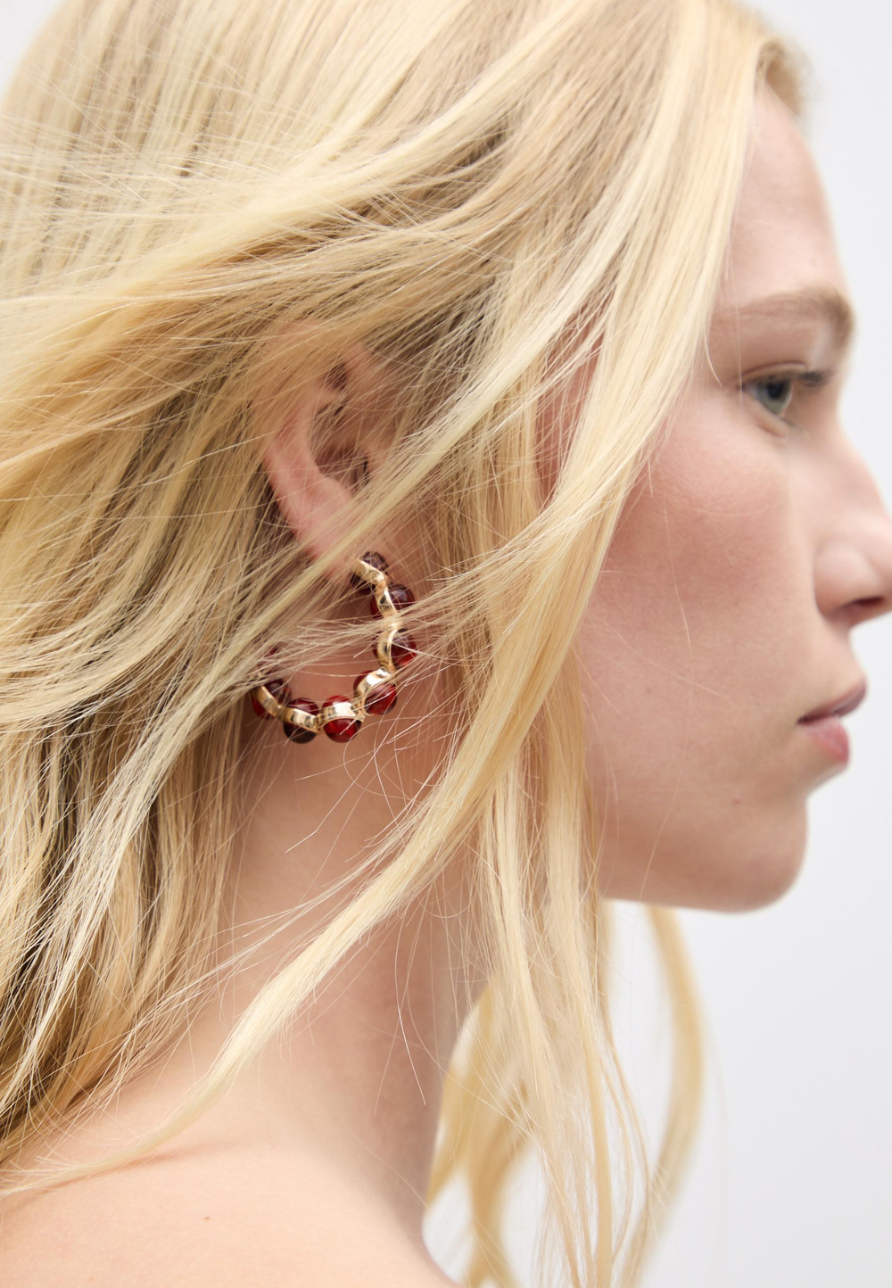 STRADIVARIUS Комплект из 2 пар эмалевых серег-цветов, золотой