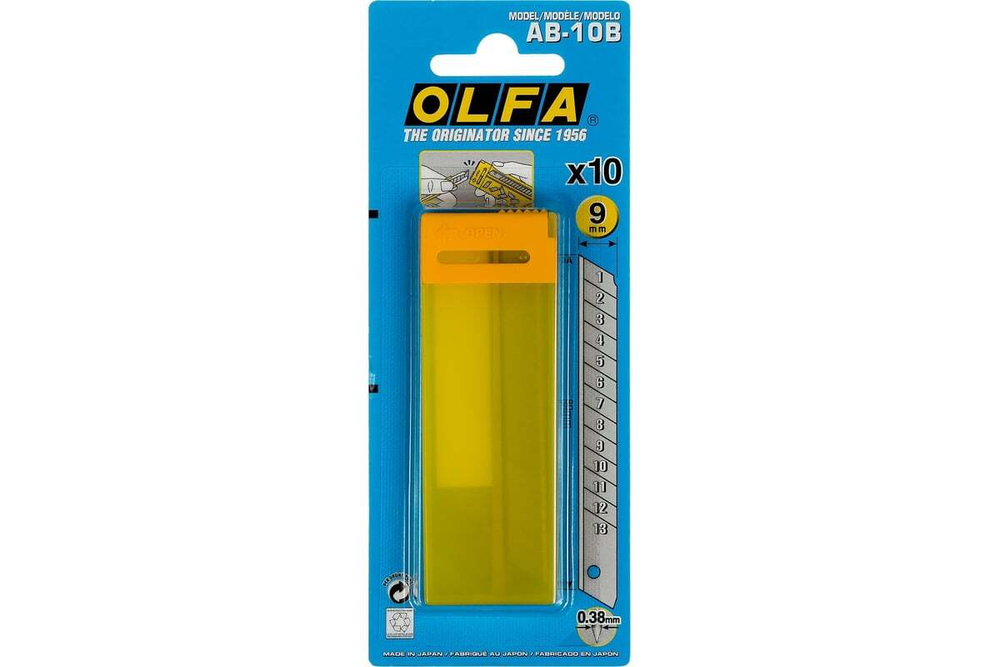 Сегментированные лезвия OLFA 9х80х0.38 мм 10 шт. OL-AB-10B