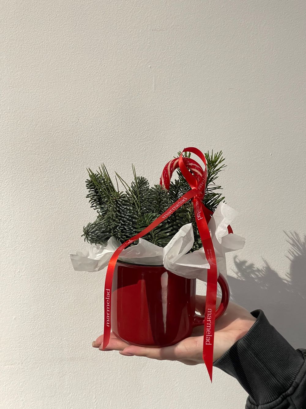 Новогодняя композиция в кружке красной