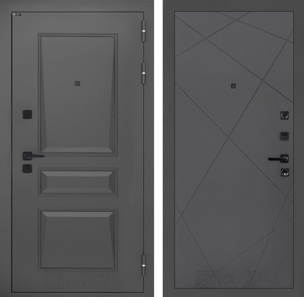 Дверь Входная Металлическая Лабиринт ОРЛЕАН 24 Графит софт металлическая
