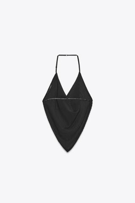 ZARA ТОП С ДРАПИРОВКОЙ И БУСИНАМИ, ЧЕРНЫЙ