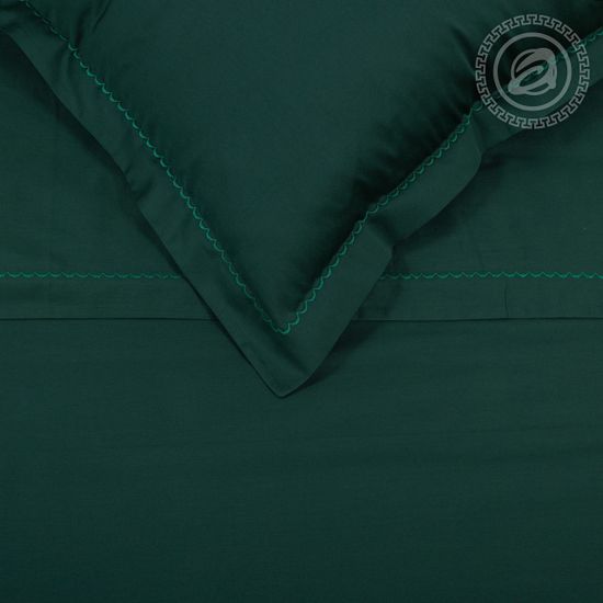 Двуспальный с европростынёй комплект постельного белья Изумруд Мако-сатин