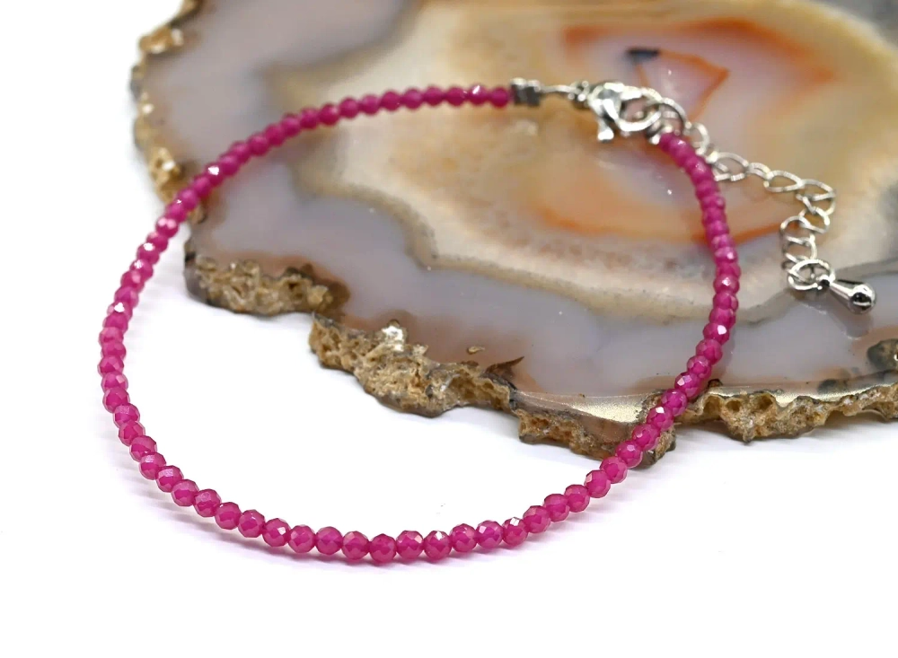 Браслет из рубина шарик гр.2мм, 19см