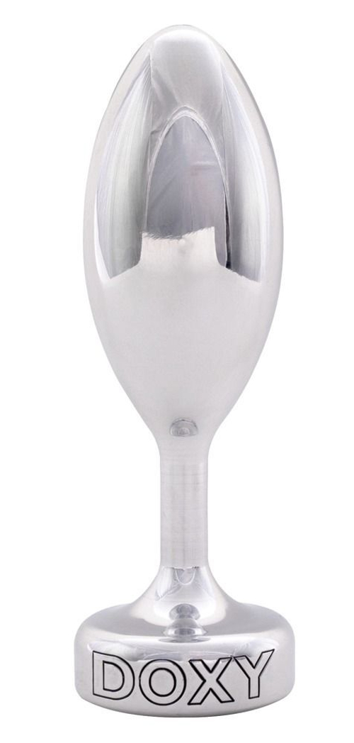 Серебристая анальная втулка Doxy Smooth Butt Plug - 10,5 см.