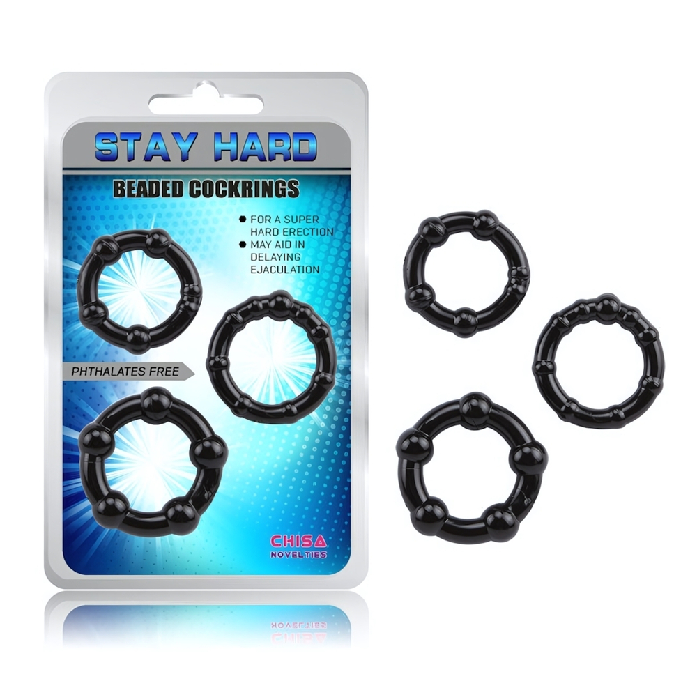 Эрекционые кольца Beaded Cock Rings (Цвет: черный)